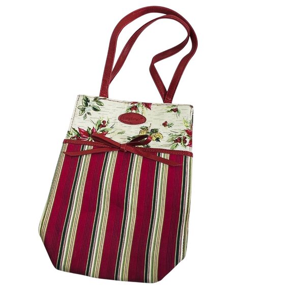 Longaberger Holiday Gift Bag Holiday Stripe Holiday Botanical #23540 Poinsettia - Picture 5 of 9